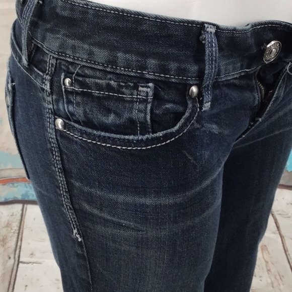 Express Womans Misses 21 Dark Wash Skinny Jeans with Embroidery on back pockets - Picture 5 of 9